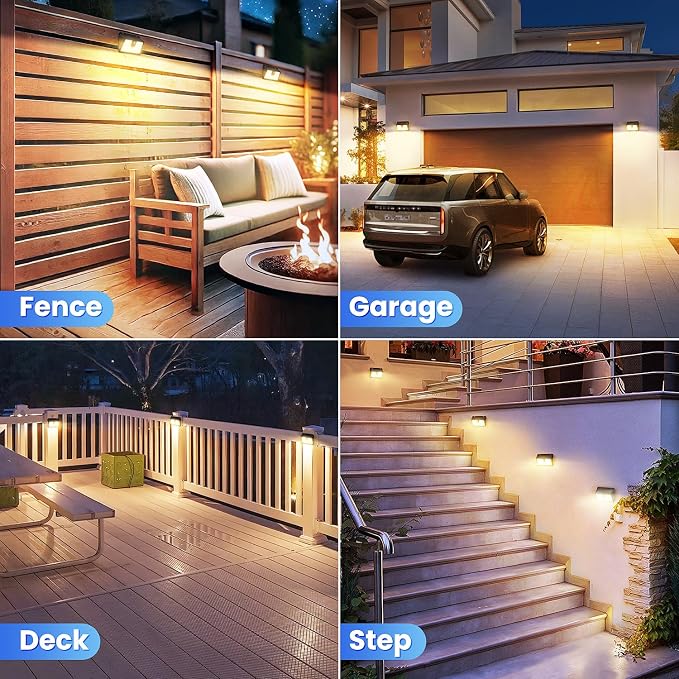 [6 Packs] Solar Motion Sensor Outdoor Lights, Super Bright Solar Lights Outdoor Waterproof, 3 Lighting Modes Security Wall Light for Outside Walking Dog Fence Backyard Deck Garden Door Step Garage