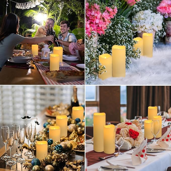 YOROXRG Set of 96 Waterproof Outdoor Flameless Candles, LED Candles with 4 Remote and Timer,(H 4" 5" 6" x D 2.2"),for Halloween Wedding Festival