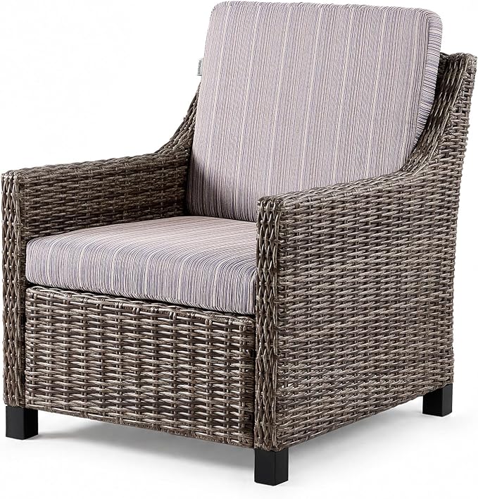 Wicker Patio Conversation Set, Outdoor Patio Chair Set with Deep Seating, Wide Armrests & Thick Cushions, All-Weather Outdoor Furniture Set for Patio, Porch, Deck & Backyard