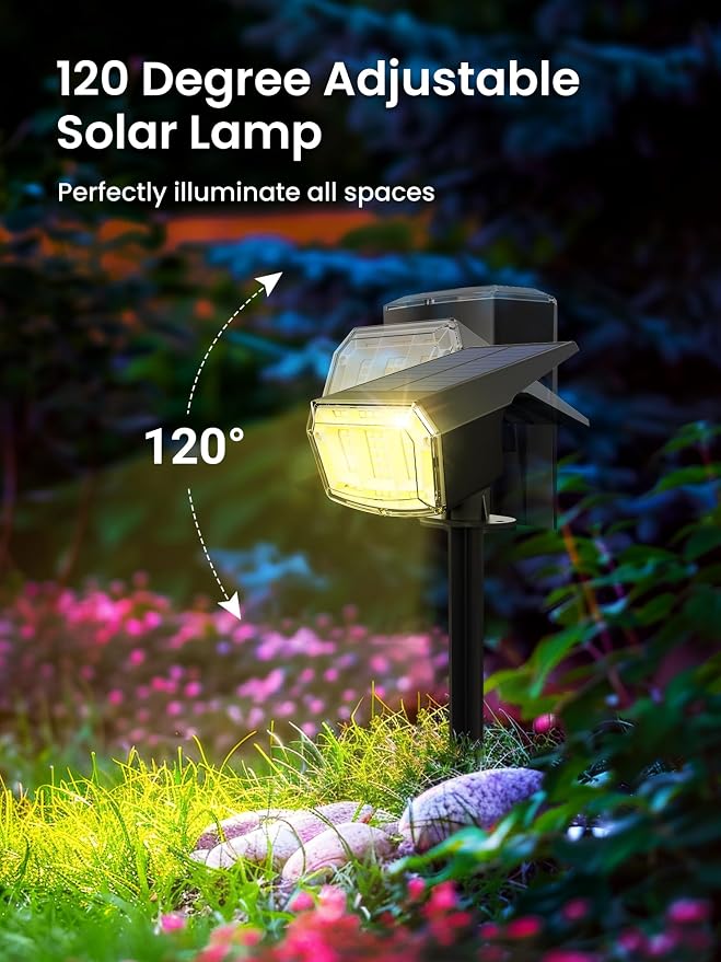 Solar Spot Lights Outdoor Waterproof, Solar Spotlights, 6 Packs, RGB | 63 LED, 9 Lighting Modes, Color Changing Solar Landscape Lights for Halloween & Christmas Decorations, Yard, Garden, House