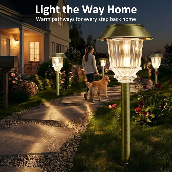 XMCOSY+ Solar Lights Outdoor - 6 Pack Outside Solar Lights Auto On/Off | 40 Lumens Adjustable Lighting, All-metal Glass Aluminum IP65 Waterproof Solar Lights Pathways for Garden Lights