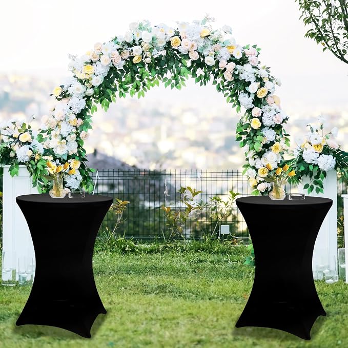 GUAGUA 32" 2PCS Round Plastic Folding High Top Table - Versatile Bar, Cocktail & Portable Pub Table for Parties, Bistro & Events (2PCSWhite Set C)
