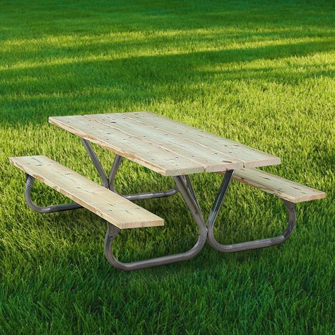 Pilot Rock Galvanized Steel DIY Picnic Table Frame Kit, Non-Tip, Fits 6-8 Ft Wood Planks