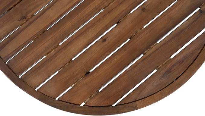 Christopher Knight Home Lalulu 4-Seater Patio Furniture Set with Cushion, 4 Piece Outdoor Acacia Wood Conversation Set, Sold Wood Outdoor Sectional Sofa Set with Coffee Table, Dark Brown+Beige