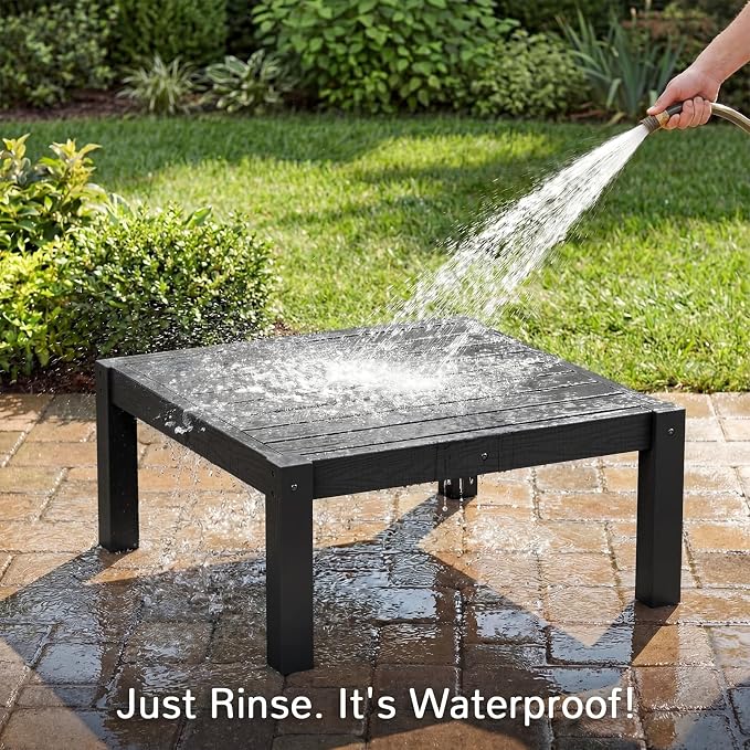 Stoog All-Weather Patio Side Table for Outdoor Sectional Sofas – Modular Connector Table for L/U Shaped Sets, Black