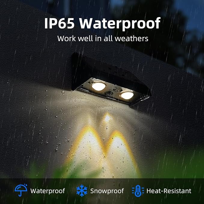 Solar Lights Outdoor for Wall, Mailbox, Address, Sign, House Number, Fence | 3000K Warm White Lighting Downlights Outdoor Waterproof LED Dusk to Dawn Small Convex Lens Solar Powered 2 Pack