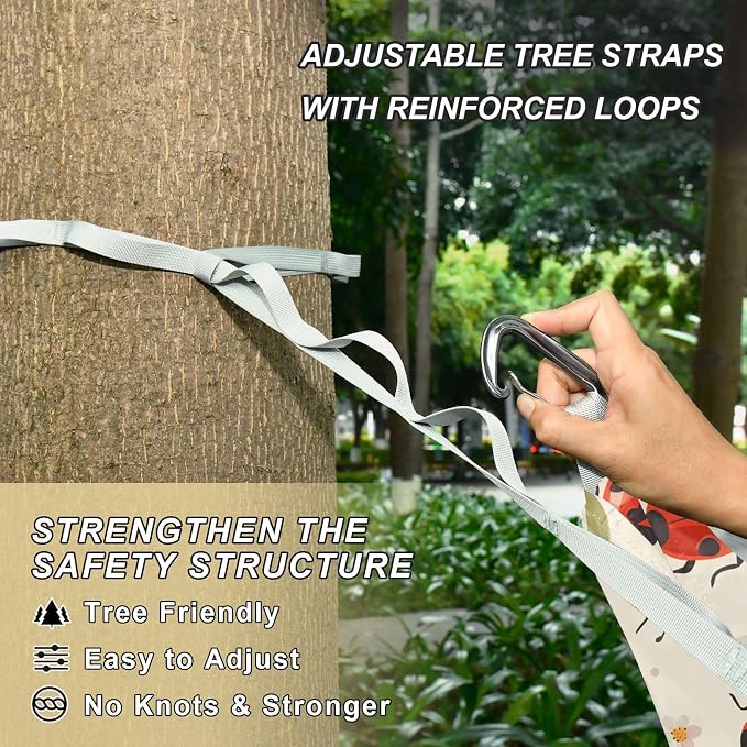 Camping Hammock Outdoor Hammocks for Outside Lady Bugs Off-White Beach Trees Portable Lightweight with Pockets Tree Straps Indoor Small