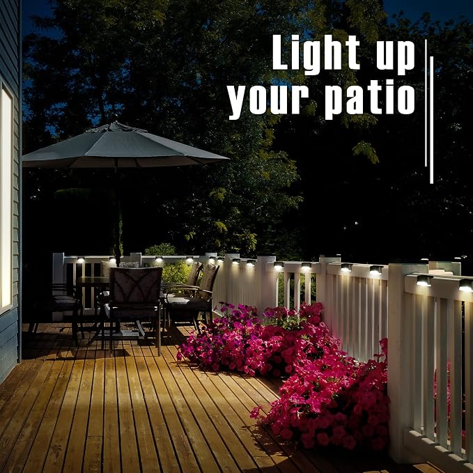 GIGALUMI Led Solar Deck Lights, 20 Pack Waterproof, Warm White | LED Solar Lights for Outdoor Deck, Stairs, Step, Fence, Railing, Yard and Patio