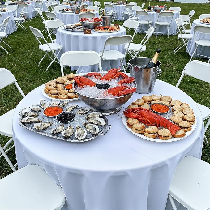 Magshion 31" Round Folding Table Balck Foldable Plastic Card Outdoor Utility Tables for Picnic Party Dining, 10 Pack