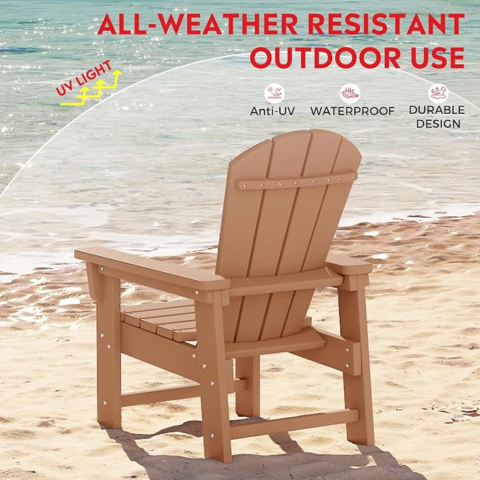 Costaelm Paradise Kids 5-Piece HDPE Outdoor Patio Round Dining Table and Chairs Set, Teak