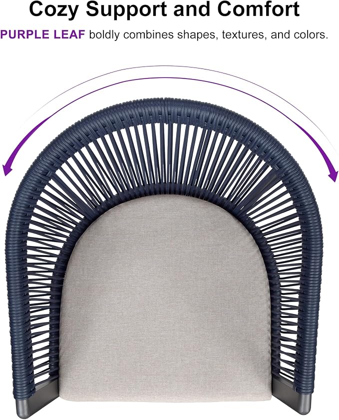 PURPLE LEAF Outdoor Dining Set for 10 All-Weather 12 Pieces Patio Aluminium Dining Large Table and Rope Weave Chairs Included Cushions for Backyard Indoor Modern Patio Furniture Set Gray and Navy