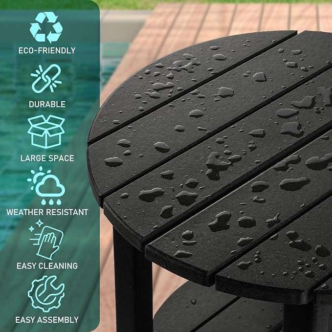 FUNBERRY Outdoor Adirondack Side Table, Patio End Tables | 2-Tier, HDPE All Weather, No Rot or Rust or Crack, UV Fade Shield, Save Space, Easy-Clean for Indoor or Outdoor