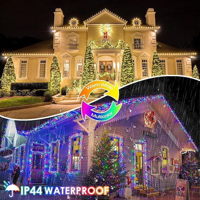 200 LED Connectable String Lights with Remote, Warm White to Multicolor | 11 Modes, Timer, 66FT Clear Wire Waterproof Color Changing Twinkle Fairy Lights Plug in for Bedroom Patio Xmas Tree Decor