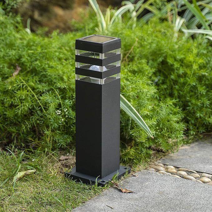 Pathway Lights Post Lights IP55 Waterproof Outdoor Lamp Post Lawn Light Floor Lamp E26 Lampholder Hardwired Suitable for 12V / 24V / 120V Voltage（16in, Black）
