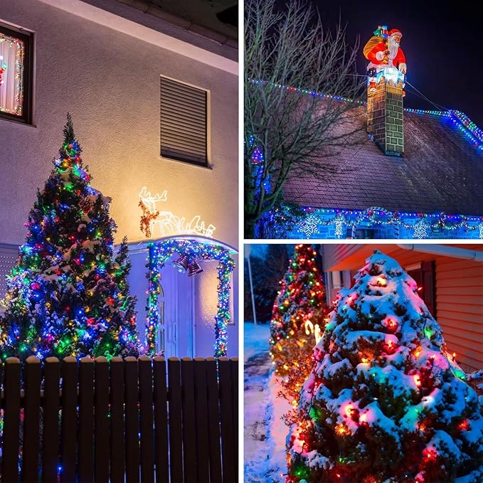 KAQ 4pack 400LED Solar String Lights Outdoor Waterproof Multicolor | Total 132FT Flexible Wire With Bright LEDs, 8 Twinkle Modes with Memory, Auto On/Off Easily Decorates Trees, Fences, Garden