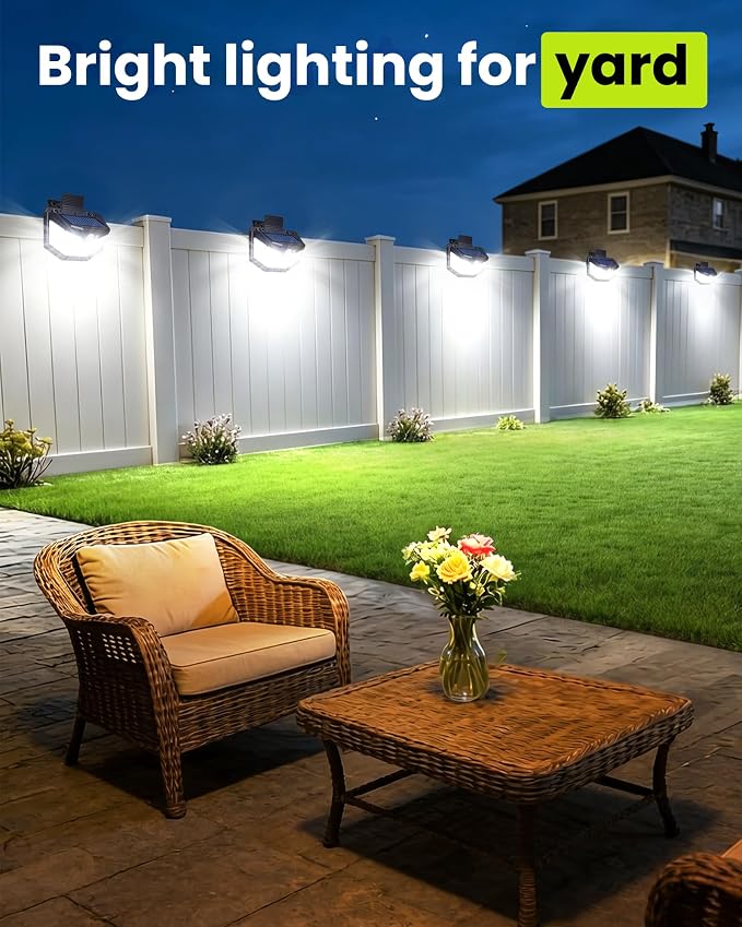 Clip on Solar Lights Outdoor with Motion Sensor, 800LM & 270° Wide Angle Solar Fence Lights Outdoor Waterproof with 115 LEDs, 3 Modes & Portable Security Lights for Chain Link Patio Deck Yard (6Pack)