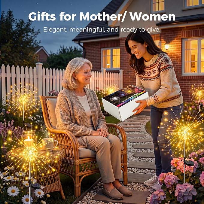 btfarm 10 Pack Solar Garden Lights Outdoor, 8 Modes Firework Lights Outside | 120LED, Waterproof Fairy Twinkle Light Solar Powered for Yard Christmas Pathway Lawn Pool Patio Decorative, Warm White