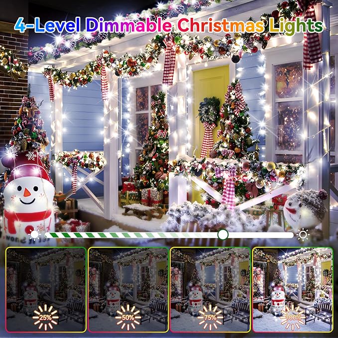 Christmas Lights Outdoor, 403FT 1000 LED String Lights 8 Modes and Timer Memory Function Twinkle Fairy Lights IP44 Waterproof Plug in for Xmas Tree Wedding Party Holiday Decor(White)
