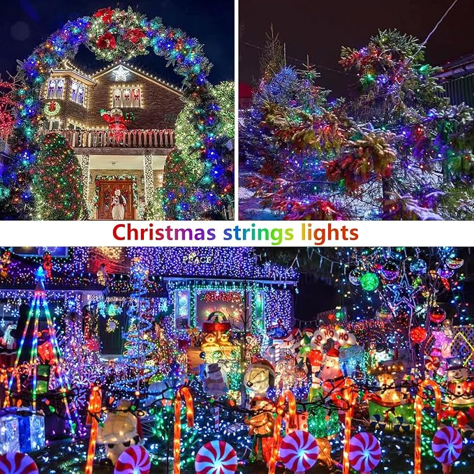 Solar Fairy Lights, 2 Pack Total 400LED 144FT Waterproof String Lights | Multicolor, Copper Wire, 8 Lighting Modes Solar Twinkle Lights for Tree Garden Patio Party Outdoor Christmas Decorations