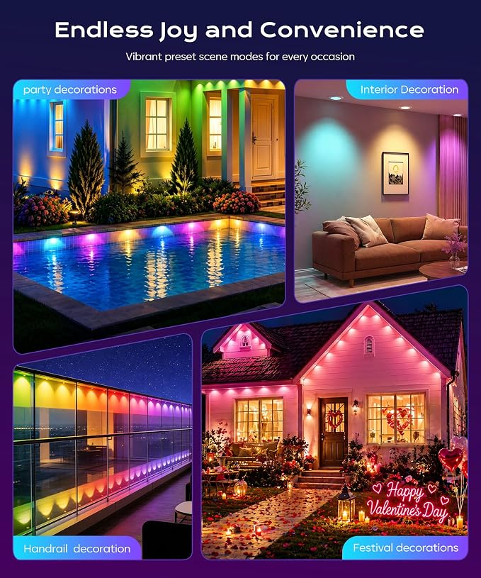 Permanent Outdoor Lights for House, 200ft Christmas RGB+IC Lights | 16 Million Colors & 50 Scene Modes, App/Remote Control, DIY Music Sync, Holiday Party Halloween Decor