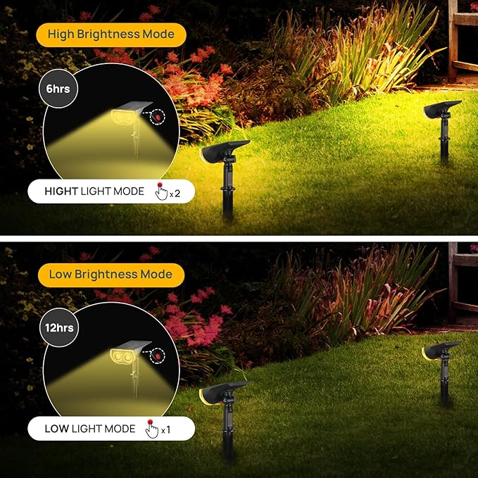 Linkind Solar Spotlights Outdoor Waterproof Dusk to Dawn Warm White 6 Pack | StarrayS Mini, 2 Lighting Modes, 3000K, IP65, Adjustable Head for Landscape Garden Yard Patio Flag Tree Backyard Pathway