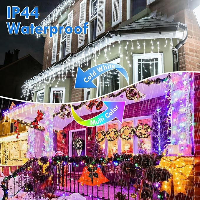 88FT 240LED Connectable String Lights Indoor Outdoor Clear Wire, Cold White⇋Multicolor Christmas String Lights, Plug in Twinkle Fairy Light With Timer For Wedding Patio Tree Yard Christmas Decorations
