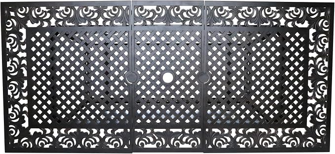 roomfitters Expandable Cast Aluminum Dining Table, Classic Outdoor Design with Lattice Top and Shelf, Weather-Resistant, Bronze