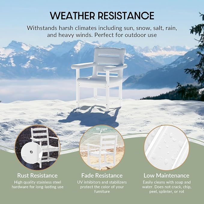 WestinTrends Ashore Outdoor HDPE Patio Classic Dining Arm Chair, White