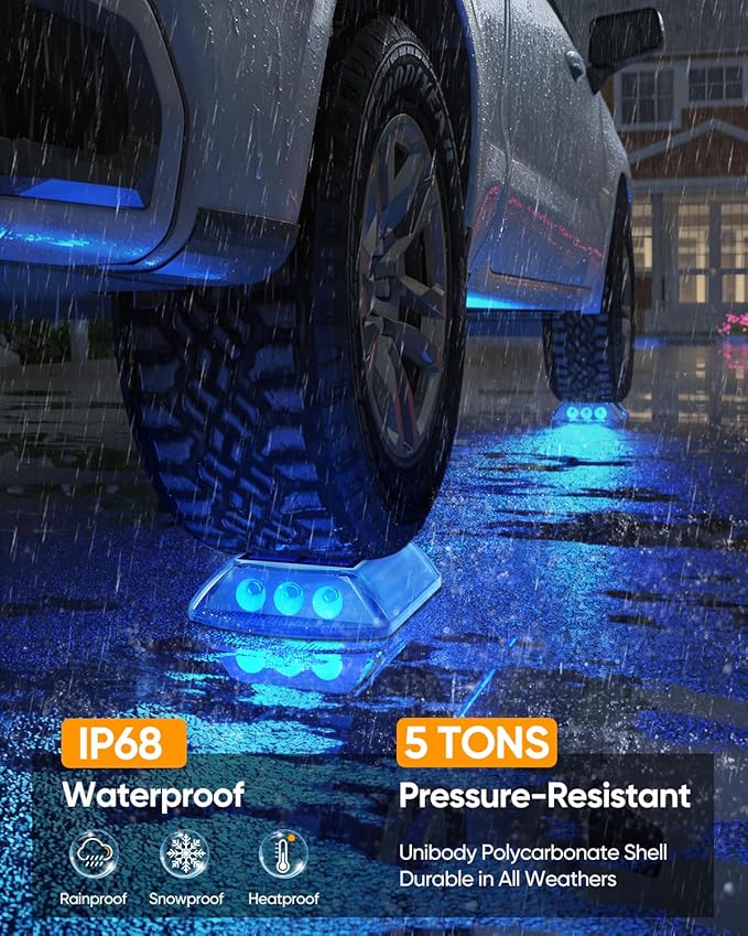 DetarZinLED Blue Solar Dock Lights for Outside IP68 Waterproof Led 8 Pack | Sturdy PC Shell, Stick on & Screw Mount, Markers Light for Outdoor Deck, Driveway, Step, Walkway, Path, Sidewalk, Patio, pool