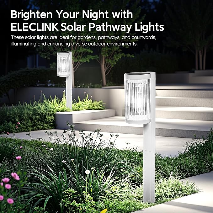 Solar Pathway Lights Outdoor, 6 Pack Upgraded Outdoor Solar Lights for Outside Super Bright Up to 12Hrs, IP65 Waterproof Solar Garden Lights for Yard Walkway Path Driveway Sidewalk