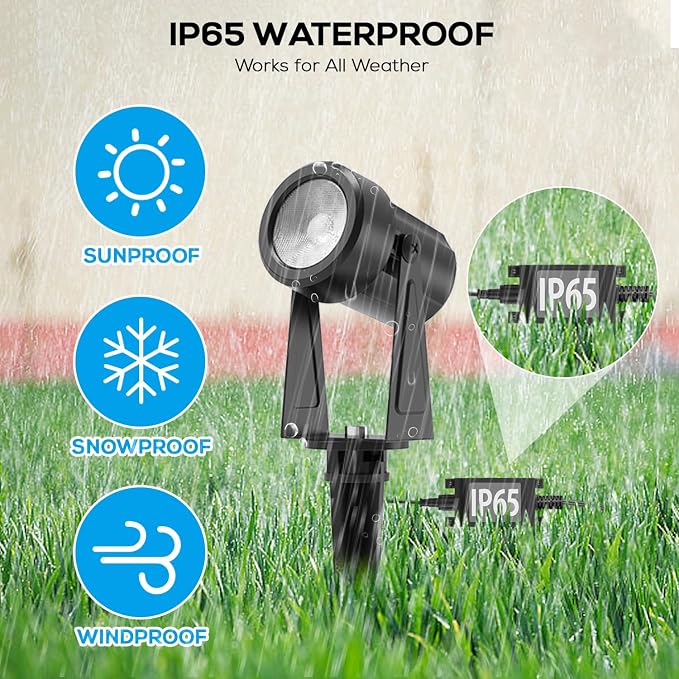 SUNTHIN Outdoor Landscape Spotlights, Dusk to Dawn Sensor Control, 16 Pack | IP65 Waterproof, Dimmable, Timable, Extendable, Auto on-off, Yard, Garden, Tree, Pathway, House Lighting