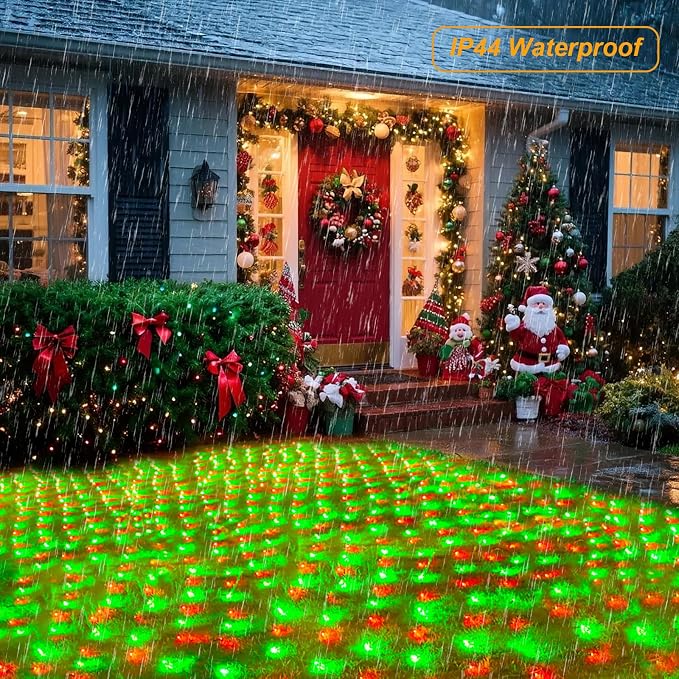 Pooqla Red and Green Christmas Net Lights Outdoor, 21x 5ft Green Wire | 360 LED Large Net Mesh Lights Plug in, 8 Modes Waterproof Connectable Bushes Lights for Christmas Hedge Yard Decor