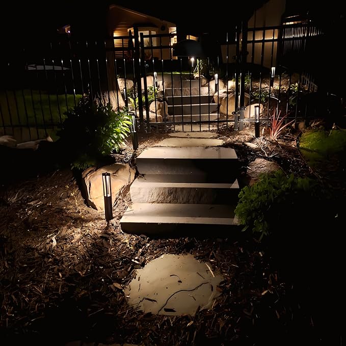 LEONLITE 10-Pack 3W 5CCT LED Low Voltage Path Lights Aluminum Black | LED Landscape Pathway Lights, Outdoor Landscape Lighting, 1800K2700K3000K4000K5000K Selectable, 12-24V, ETL, IP65 Waterproof