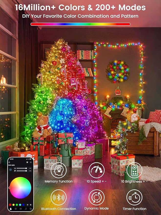 500LED Smart RGB Color Changing String Lights 177FT Orange Fall Light App | Music Sync, Multi Colors and Modes, Timer, Waterproof Twinkle Light Outdoor with Remote for Christmas Halloween Fall Decor