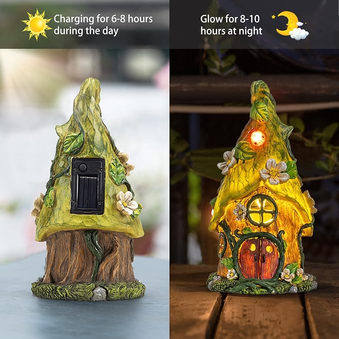 AIINY Garden Decor Outdoor Solar Statues, 9.4Inch Resin Fairy Garden Solar Lights Birthday Gifts for Women Yard Decorations, Gardening Gifts for Patio, Balcony, Porch Decor