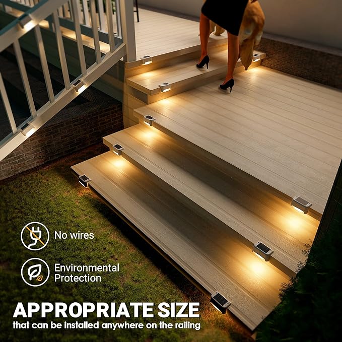 SOLPEX Solar Fence Lights Outdoor 16 Pack, Waterproof Led, Warm White | Led Solares Light for for Outdoor Step Stairs, Deck, Fence, Yard, Patio, and Balcony
