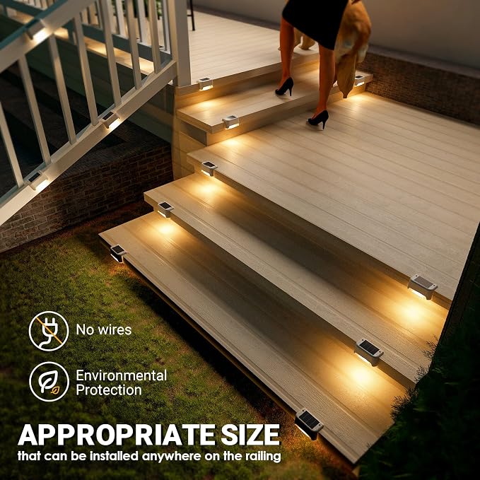 SOLPEX Solar Fence Lights Outdoor 20 Pack, Waterproof, Warm White | Solar Step Lights for Outdoor Stairs, Deck, Fence, Yard, Patio, and Balcony