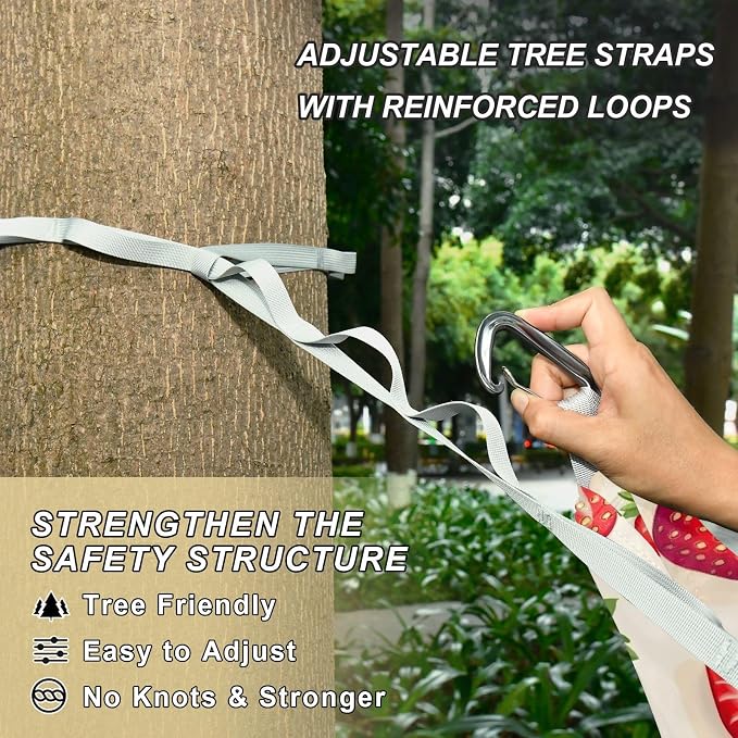 Camping Hammock Outdoor Hammocks for Outside Strawberries Lovely Beach Trees Portable Lightweight with Pockets Tree Straps Indoor Small