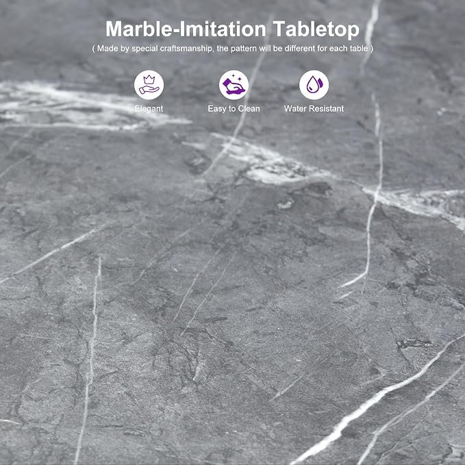 PURPLE LEAF Rectangular Patio Bar High Table Aluminum Stool Dining Table for Kitchen Indoor Outside Grey