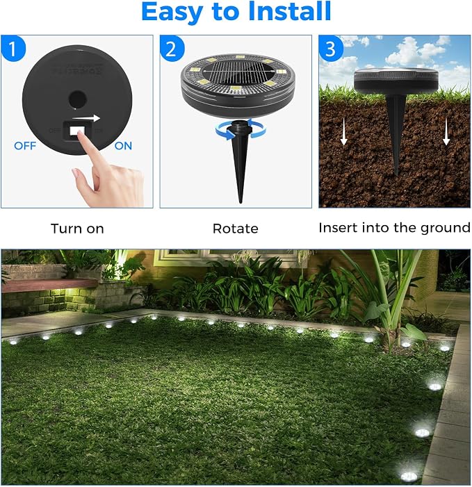 Mini Solar Ground Lights, 12 Pack Flat Solar Disc Lights Outdoor Waterproof, 2.3 Inch Small Solar Garden Lights Landscape Lighting for Outside Pathway Garden Yard Lawn Walkway,Cool White