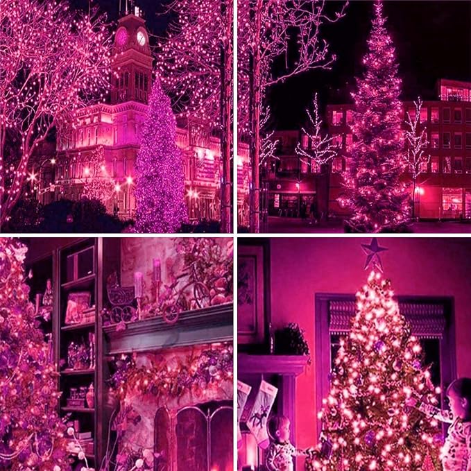 200 LED Connectable String Lights, 66FT Christmas Lights Outdoor Indoor | Pink, 13 Modes, Timer, Clear Wire Waterproof Twinkle Fairy Lights Plug in for Bedroom Classroom Patio Xmas Tree Decor