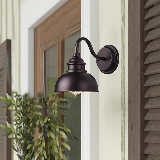 Oil Rubbed Bronze Dusk to Dawn Outdoor Lights 2 Pack, 9 Inch Farmhouse Barn Lights Outdoor,Outside Wall Light for House, Garage, Doorway, Porch