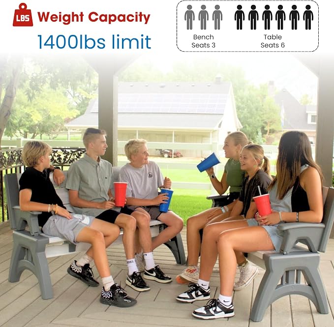 Convert-a-Bench 2-in-1 Outdoor Bench & Picnic Table - Foldable, Weather-Resistant Seating - Perfect for Patio, Lawn, Garden, or Deck - Durable & Easy Assembly - 1 Bench/Order, Sierra Timber