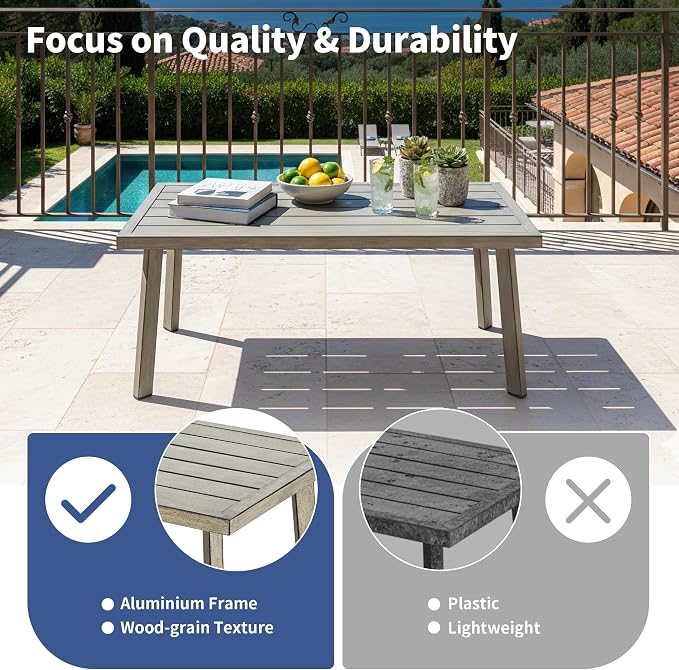 4-Piece Patio Sofa Set, Never-Rust Aluminum Patio Furniture with Thick Removable Cushions, Outdoor Conversation Set with 2 Armchairs, Loveseat & Table for Garden Deck Pool Poolside (Taupe)