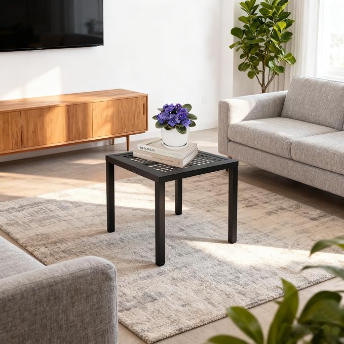 Square Aluminum Outdoor Side Table, Rustproof Patio Coffee Table | Powder-coated scratch-proof aluminum top, all-weather frame, easy assembly for garden, deck & pool