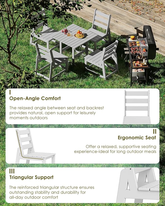 GREENVINES Patio-Chair | Outdoor Dining Chairs Set of 2 | HDPE Plastic | Armless |All Weather | for Backyard Deck Poolside Garden | White