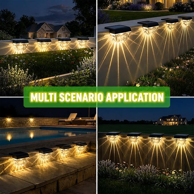 Melunar 12 Pack Solar Deck Lights Outdoor, Solar Step Lights Waterproof for Outside, Yard, Patio, Garden, Pool, Railing, Stairs, Fence (Warm White)