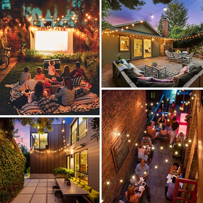 200ft(100*2) Outdoor G40 LED Globe String Lights Dimmable Waterproof Shatterproof Light Strings with 103 Bulbs Connectable Commercial Hanging Lights for Christmas Patio House Backyard Balcony Party | Light Strings with 103 Shatterproof Bulbs, Connectab...