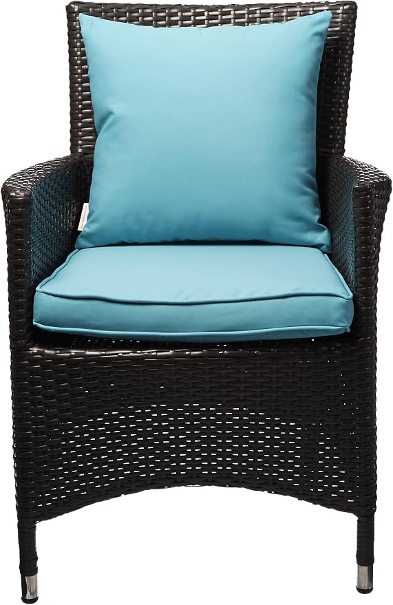 Modway Convene Wicker Rattan Outdoor Patio Dining Armchair with Cushion in Espresso Turquoise