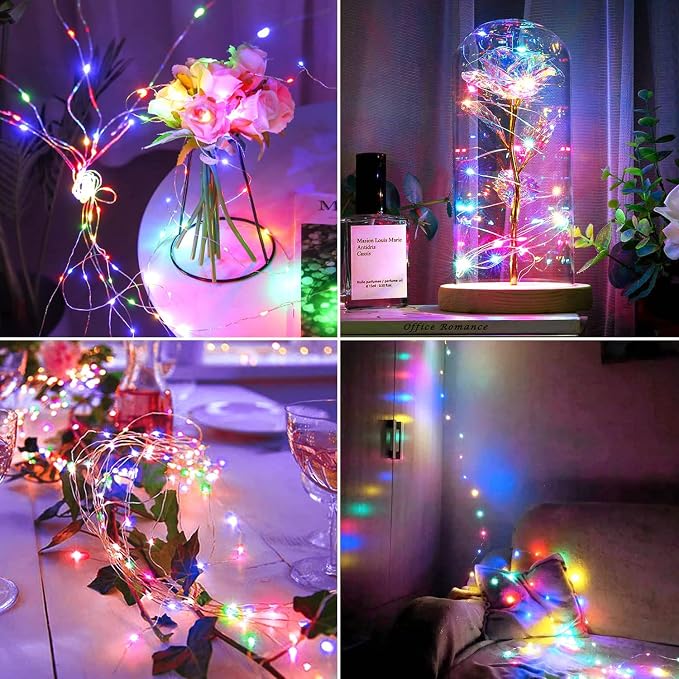 JMEXSUSS 4 Pack Solar Fairy Lights, Each 33ft 100 LED, Multicolored | Outdoor Waterproof, 8 Modes Solar Christmas String Lights for Garden Yard Tree Christmas Decorations